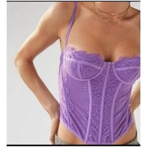 NWT Fredericks Of Hollywood Lavender Lace Underwire Corset Top Size 32